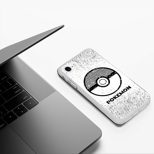 Чехол iPhone 7/8 матовый Pokemon с потертостями на светлом фоне / 3D-Белый – фото 3
