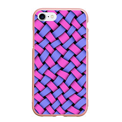 Чехол iPhone 7/8 матовый Фиолетово-сиреневая плетёнка - оптическая иллюзия, цвет: 3D-светло-розовый