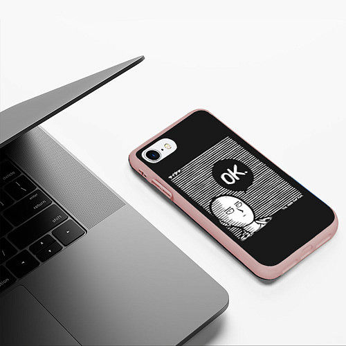 Чехол iPhone 7/8 матовый One punch man / 3D-Светло-розовый – фото 3
