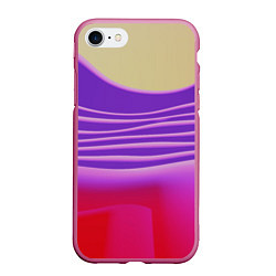 Чехол iPhone 7/8 матовый Волнообразные листы разных цветов, цвет: 3D-малиновый