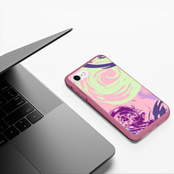 Чехол iPhone 7/8 матовый Розовый фон и разноцветные круги, цвет: 3D-малиновый — фото 2