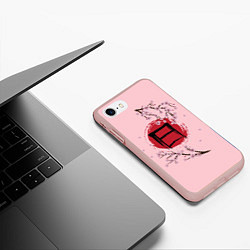 Чехол iPhone 7/8 матовый Цветущая сакура с иероглифом cолнце, цвет: 3D-светло-розовый — фото 2