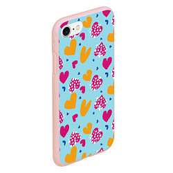 Чехол iPhone 7/8 матовый Сердце в горошек, цвет: 3D-светло-розовый — фото 2