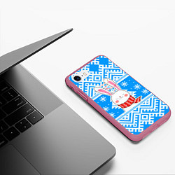 Чехол iPhone 7/8 матовый Зайчик и гирлянды, цвет: 3D-малиновый — фото 2