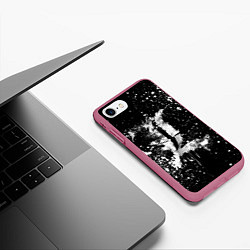 Чехол iPhone 7/8 матовый Тетрадь смерти белые брызги, цвет: 3D-малиновый — фото 2