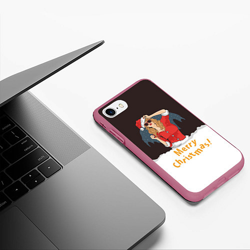 Чехол iPhone 7/8 матовый Снегурка / 3D-Малиновый – фото 3