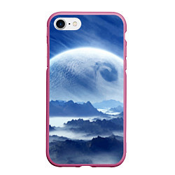 Чехол iPhone 7/8 матовый Mountains - fantasy planet, цвет: 3D-малиновый