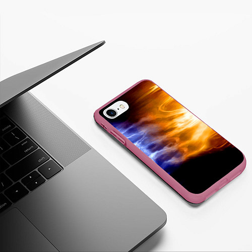 Чехол iPhone 7/8 матовый Борьба двух стихий - лёд и пламя / 3D-Малиновый – фото 3