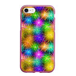Чехол iPhone 7/8 матовый Салют разноцветный, цвет: 3D-малиновый