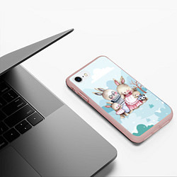 Чехол iPhone 7/8 матовый Семья зайчиков, цвет: 3D-светло-розовый — фото 2