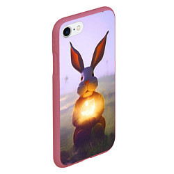 Чехол iPhone 7/8 матовый Заяц с гирляндой, цвет: 3D-малиновый — фото 2