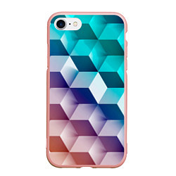 Чехол iPhone 7/8 матовый Объёмные разноцветные кубы, цвет: 3D-светло-розовый
