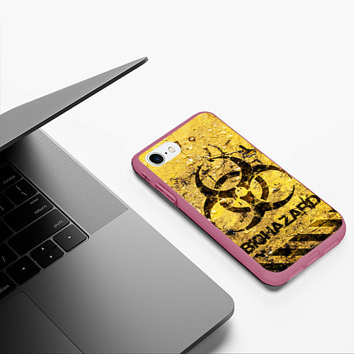 Чехол iPhone 7/8 матовый Danger biohazard / 3D-Малиновый – фото 3