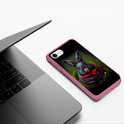 Чехол iPhone 7/8 матовый Черный водяной кролик с ленточкой, цвет: 3D-малиновый — фото 2