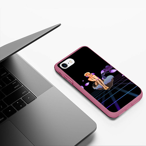 Чехол iPhone 7/8 матовый Ретро девушка на острове / 3D-Малиновый – фото 3