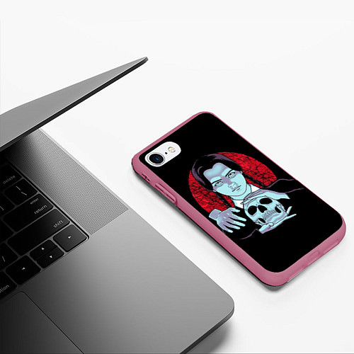 Чехол iPhone 7/8 матовый Wednesday Skull / 3D-Малиновый – фото 3