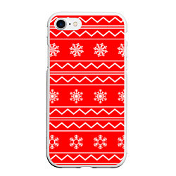 Чехол iPhone 7/8 матовый Winter snowflakes, цвет: 3D-белый