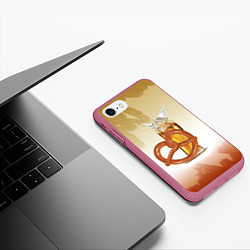 Чехол iPhone 7/8 матовый Брецель с пивом, цвет: 3D-малиновый — фото 2