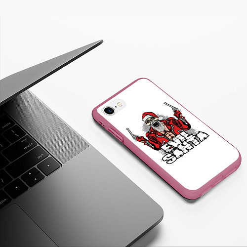 Чехол iPhone 7/8 матовый Злой Санта / 3D-Малиновый – фото 3