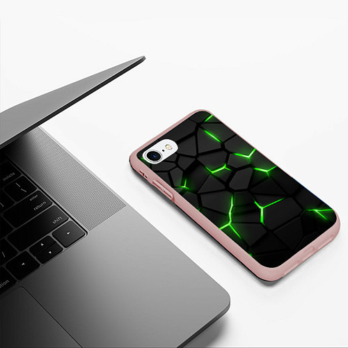 Чехол iPhone 7/8 матовый Green neon steel / 3D-Светло-розовый – фото 3