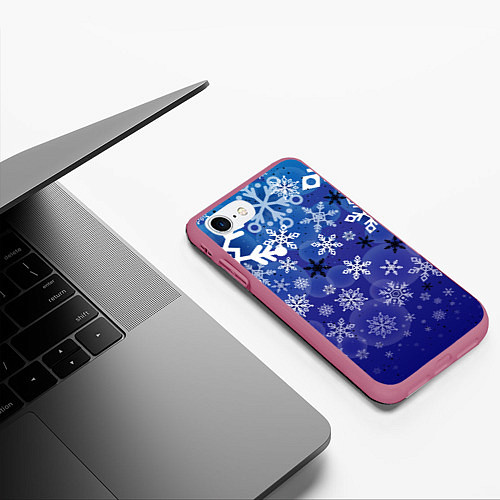 Чехол iPhone 7/8 матовый Сказочный снегопад / 3D-Малиновый – фото 3