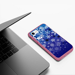 Чехол iPhone 7/8 матовый Сказочный снегопад, цвет: 3D-малиновый — фото 2