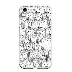 Чехол iPhone 7/8 матовый Раскраска кролики в морковном поле, цвет: 3D-белый
