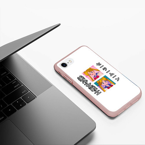 Чехол iPhone 7/8 матовый Прекрасная воительница сейлор мун / 3D-Светло-розовый – фото 3