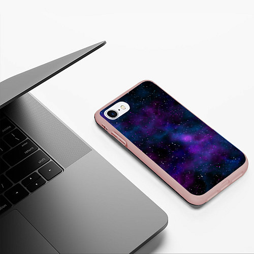 Чехол iPhone 7/8 матовый Космос с галактиками / 3D-Светло-розовый – фото 3