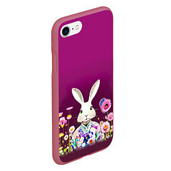 Чехол iPhone 7/8 матовый Кролик на винном фоне, цвет: 3D-малиновый — фото 2