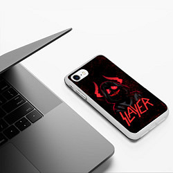 Чехол iPhone 7/8 матовый Slayer - рок 80-х, цвет: 3D-белый — фото 2