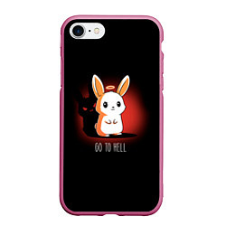 Чехол iPhone 7/8 матовый Кролик чёртик, цвет: 3D-малиновый