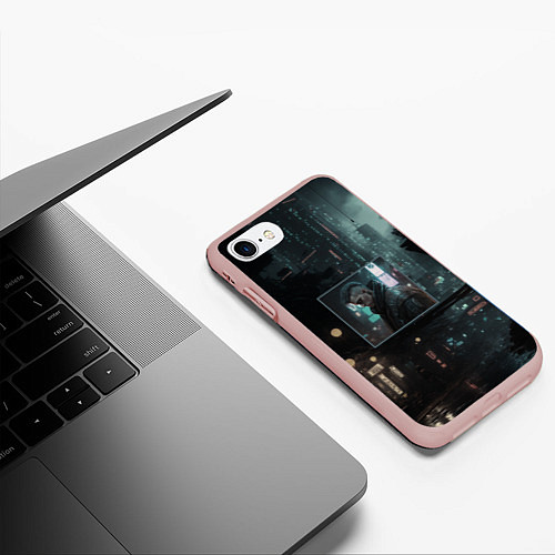 Чехол iPhone 7/8 матовый Обратная сторона Найт Сити / 3D-Светло-розовый – фото 3
