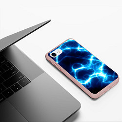 Чехол iPhone 7/8 матовый Молния грозовая - электрические разряды, цвет: 3D-светло-розовый — фото 2