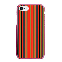 Чехол iPhone 7/8 матовый Вертикальные полосы в оранжево-коричневых тонах, цвет: 3D-малиновый