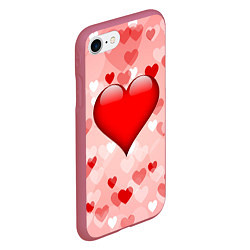 Чехол iPhone 7/8 матовый Огромное сердце, цвет: 3D-малиновый — фото 2