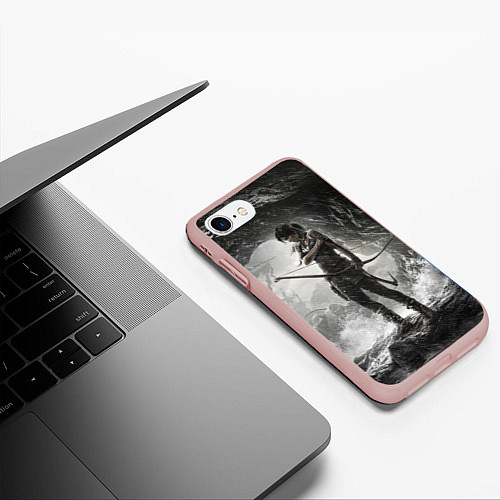 Чехол iPhone 7/8 матовый Лара Крофт / 3D-Светло-розовый – фото 3