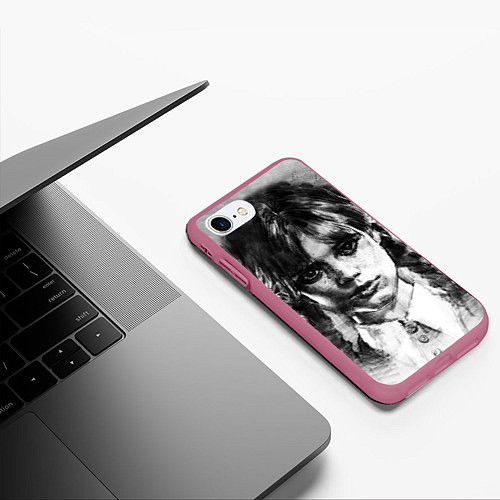 Чехол iPhone 7/8 матовый Уэнсдэй рисунок / 3D-Малиновый – фото 3