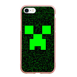 Чехол iPhone 7/8 матовый Minecraft green squares, цвет: 3D-светло-розовый