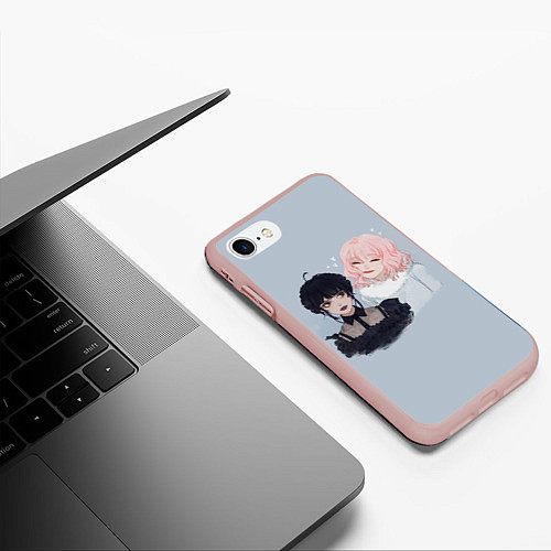 Чехол iPhone 7/8 матовый Энид и Венсдей / 3D-Светло-розовый – фото 3