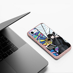 Чехол iPhone 7/8 матовый Уэнсдэй играет на виолончели на фоне окна, цвет: 3D-светло-розовый — фото 2