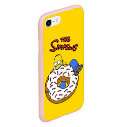 Чехол iPhone 7/8 матовый Гомер Симпсон ест пончик, цвет: 3D-светло-розовый — фото 2