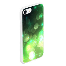 Чехол iPhone 7/8 матовый Неоновый зеленый блеск и черный фон, цвет: 3D-белый — фото 2
