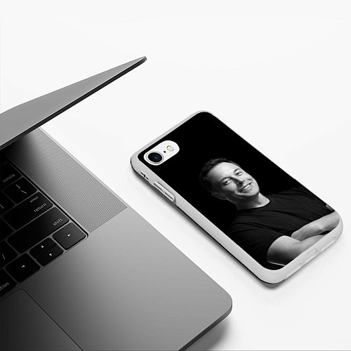 Чехол iPhone 7/8 матовый Илон Маск, портрет / 3D-Белый – фото 3