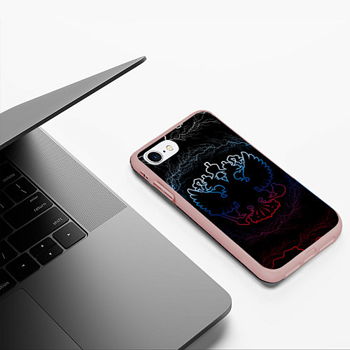 Чехол iPhone 7/8 матовый Герб России - молнии / 3D-Светло-розовый – фото 3