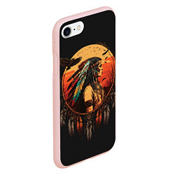 Чехол iPhone 7/8 матовый Ловец снов и коренной американец, цвет: 3D-светло-розовый — фото 2