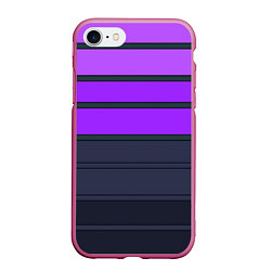 Чехол iPhone 7/8 матовый Полосатый узор в серых и фиолетовых тонах, цвет: 3D-малиновый