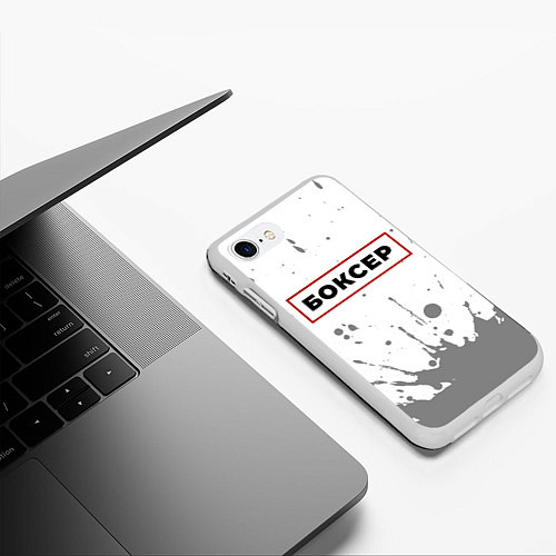 Чехол iPhone 7/8 матовый Боксер - в красной рамке на светлом / 3D-Белый – фото 3