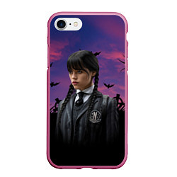 Чехол iPhone 7/8 матовый Wednesday Addams, цвет: 3D-малиновый