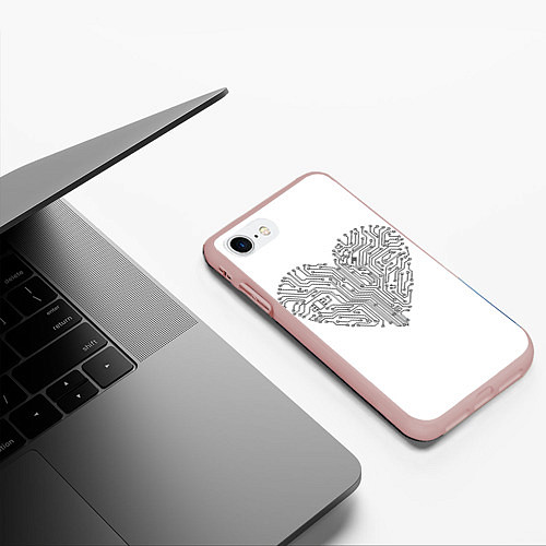 Чехол iPhone 7/8 матовый Heart neurons / 3D-Светло-розовый – фото 3